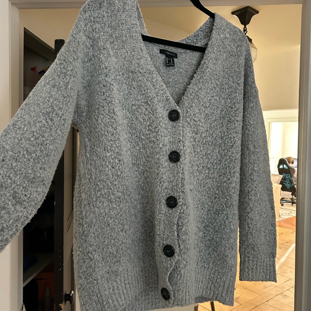 Forever 21 Heather Gray Button-Up Cardigan